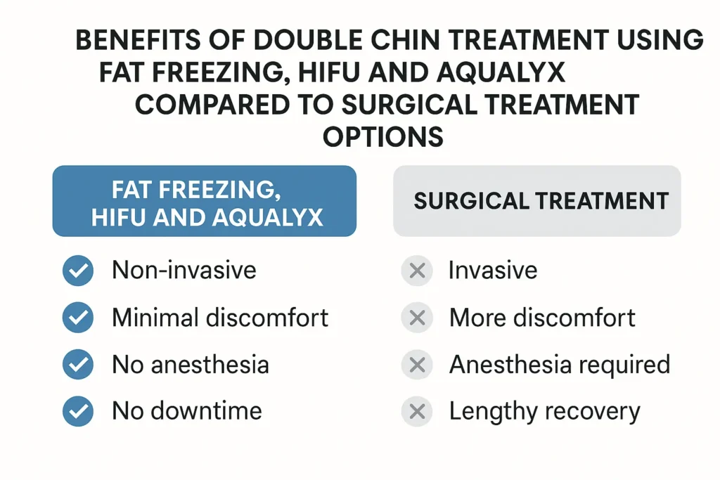 Graphic about the benefits of double chin treatment Horsham - from LA LIPO