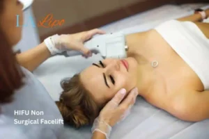 Woman having Hi-Fu to reduce wrinkles Horsham.