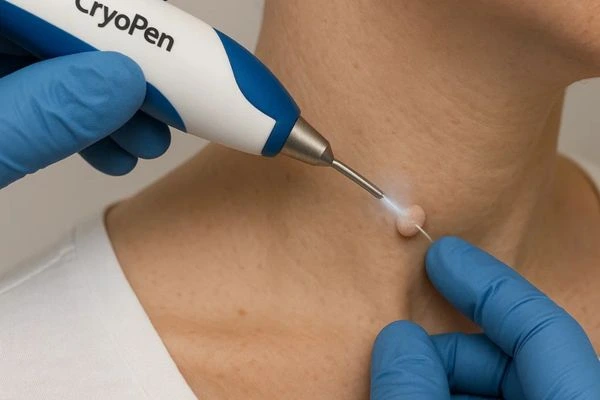 Person receiving cryotherapy Horsham for skin tag removal